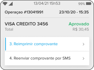 Maquininha Pro 2 com foco em reimprimir comprovante